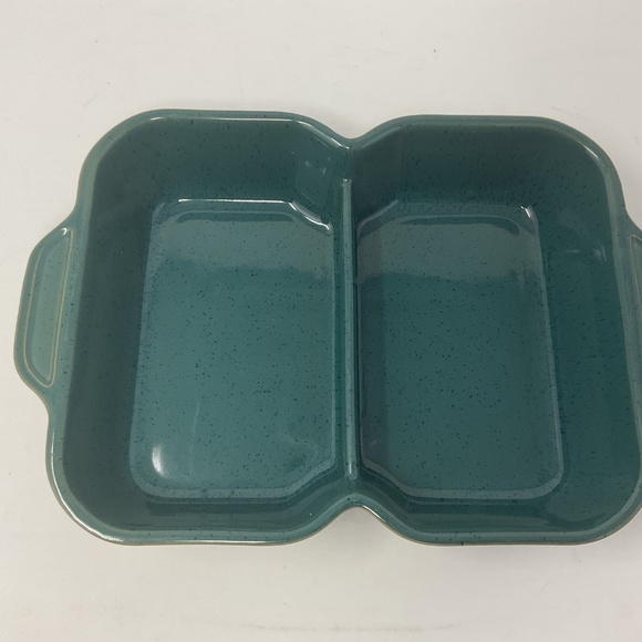 Denby Harlequin (retired) stoneware Blue Green Divided Casserole Vegetable Dish - Picture 3 of 7